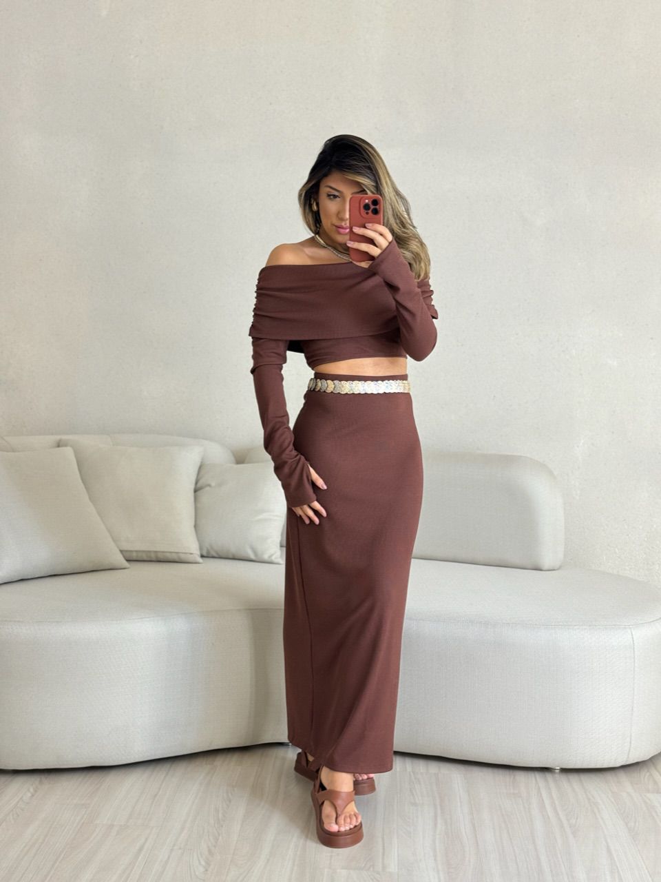 CONJUNTO ELIANA ANARRUGA MARROM