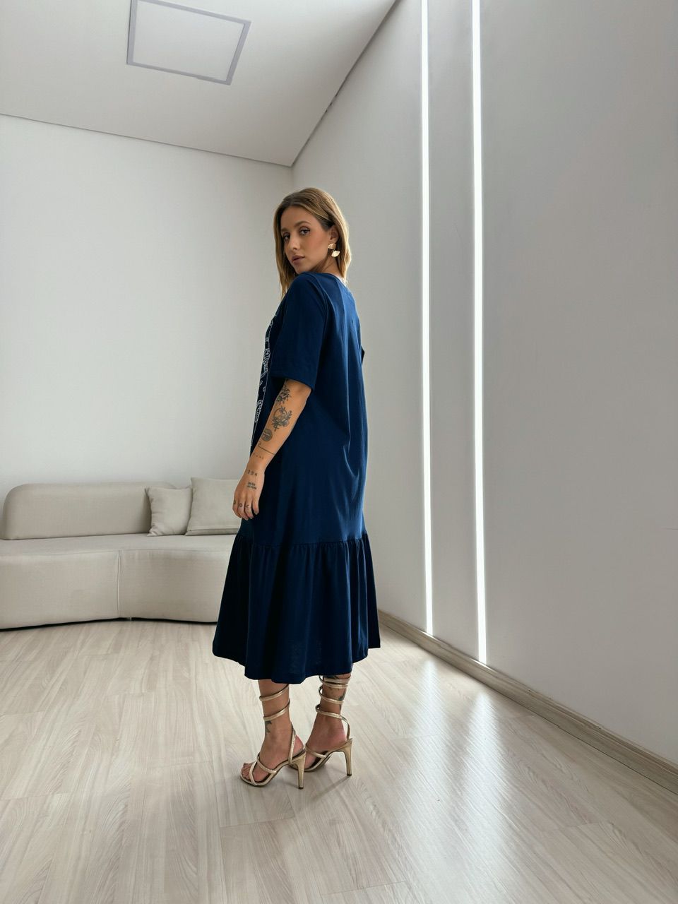 VESTIDO BASIC ONÇA AZUL