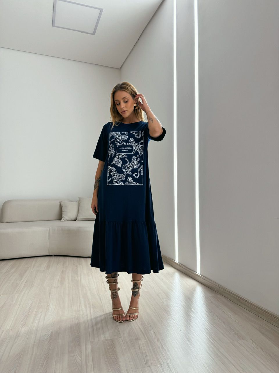 VESTIDO BASIC ONÇA AZUL
