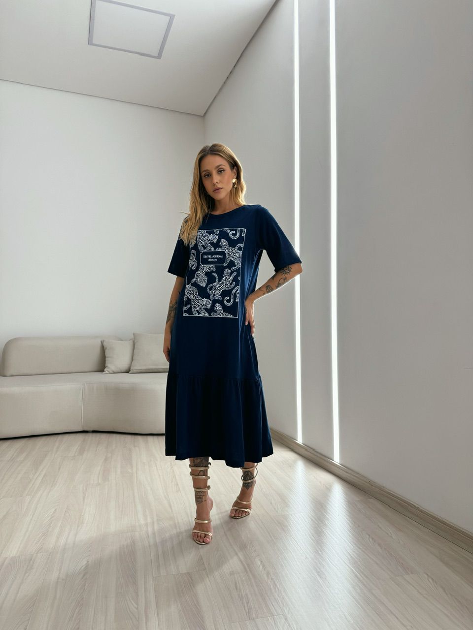 VESTIDO BASIC ONÇA AZUL