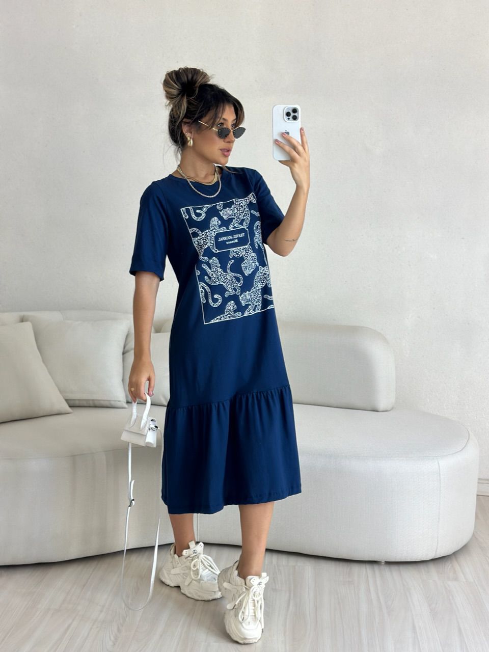 VESTIDO BASIC ONÇA AZUL