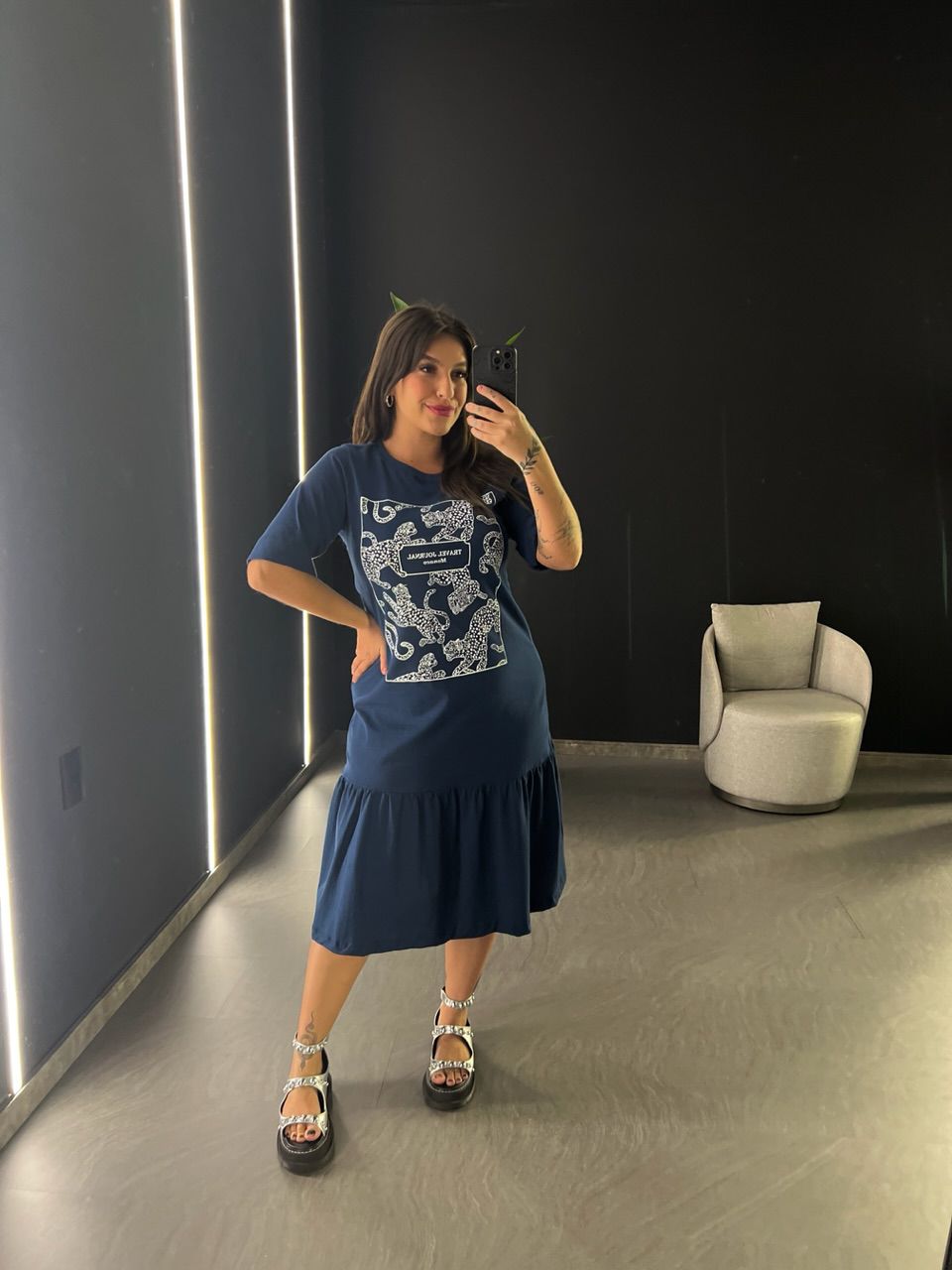 VESTIDO BASIC ONÇA AZUL
