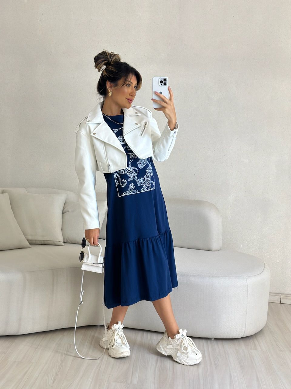 VESTIDO BASIC ONÇA AZUL