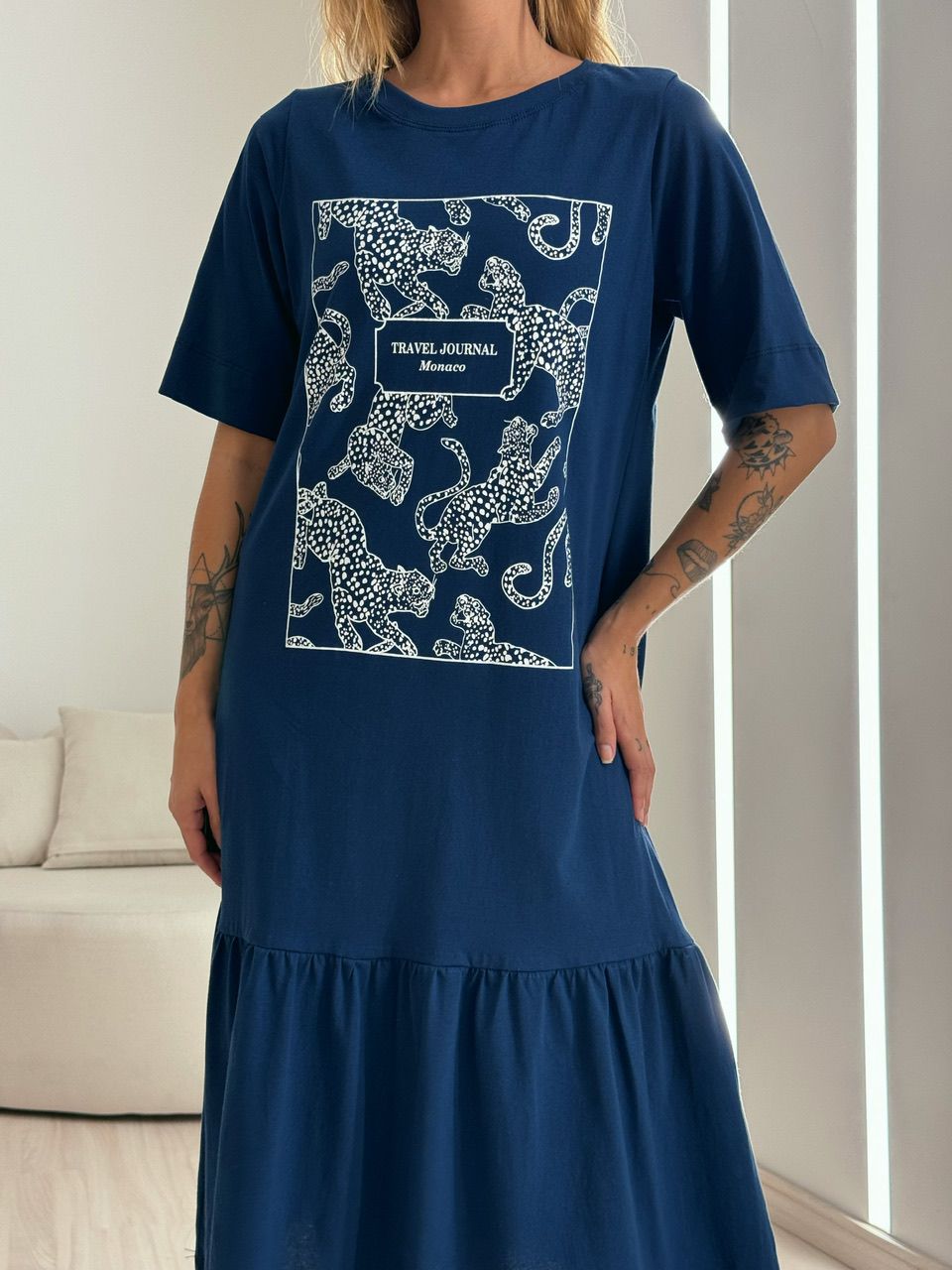 VESTIDO BASIC ONÇA AZUL