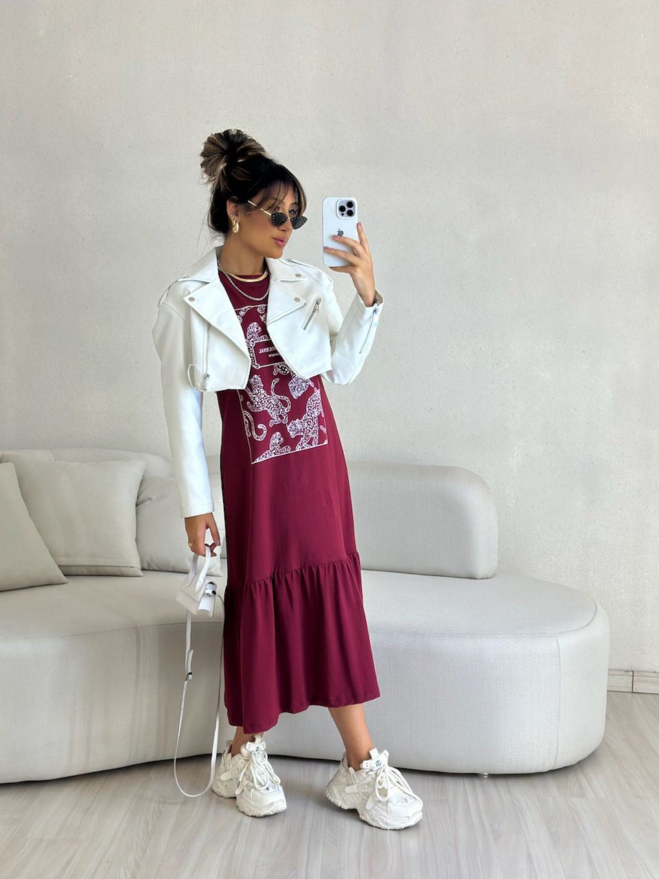 VESTIDO BASIC ONÇA CHERRY RED