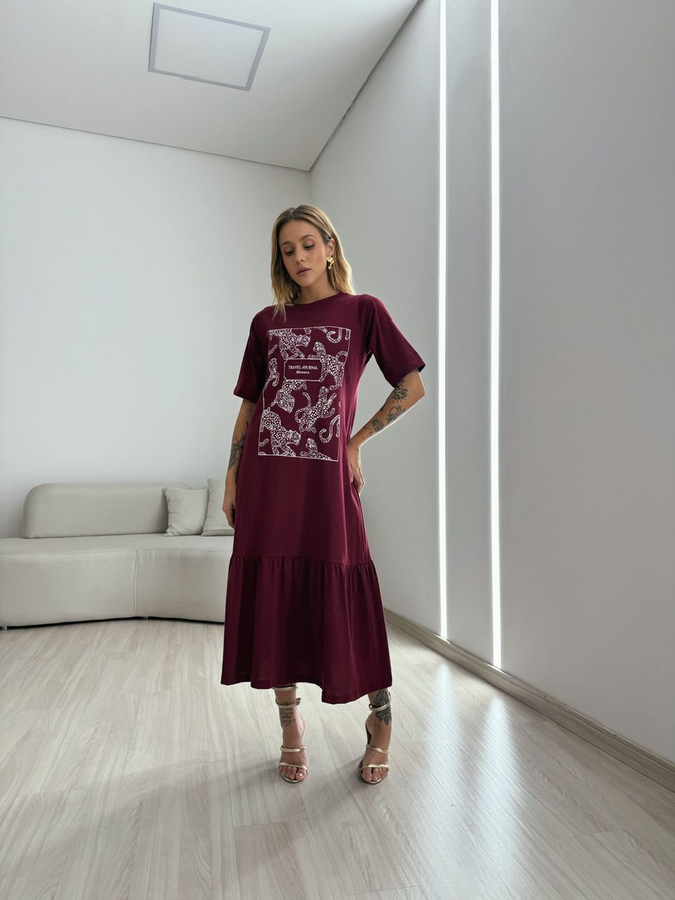 VESTIDO BASIC ONÇA CHERRY RED