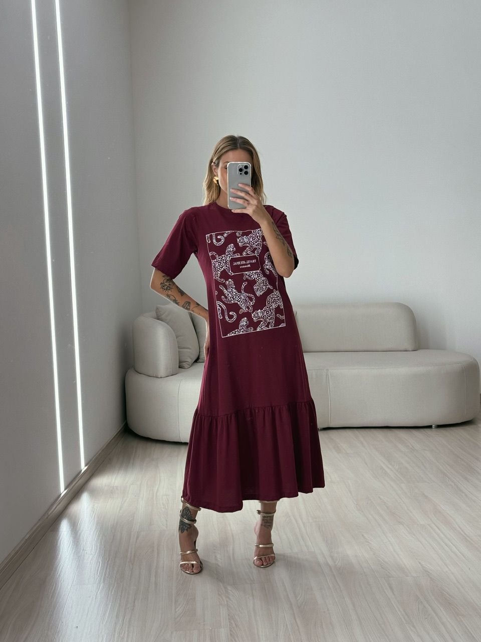 VESTIDO BASIC ONÇA CHERRY RED