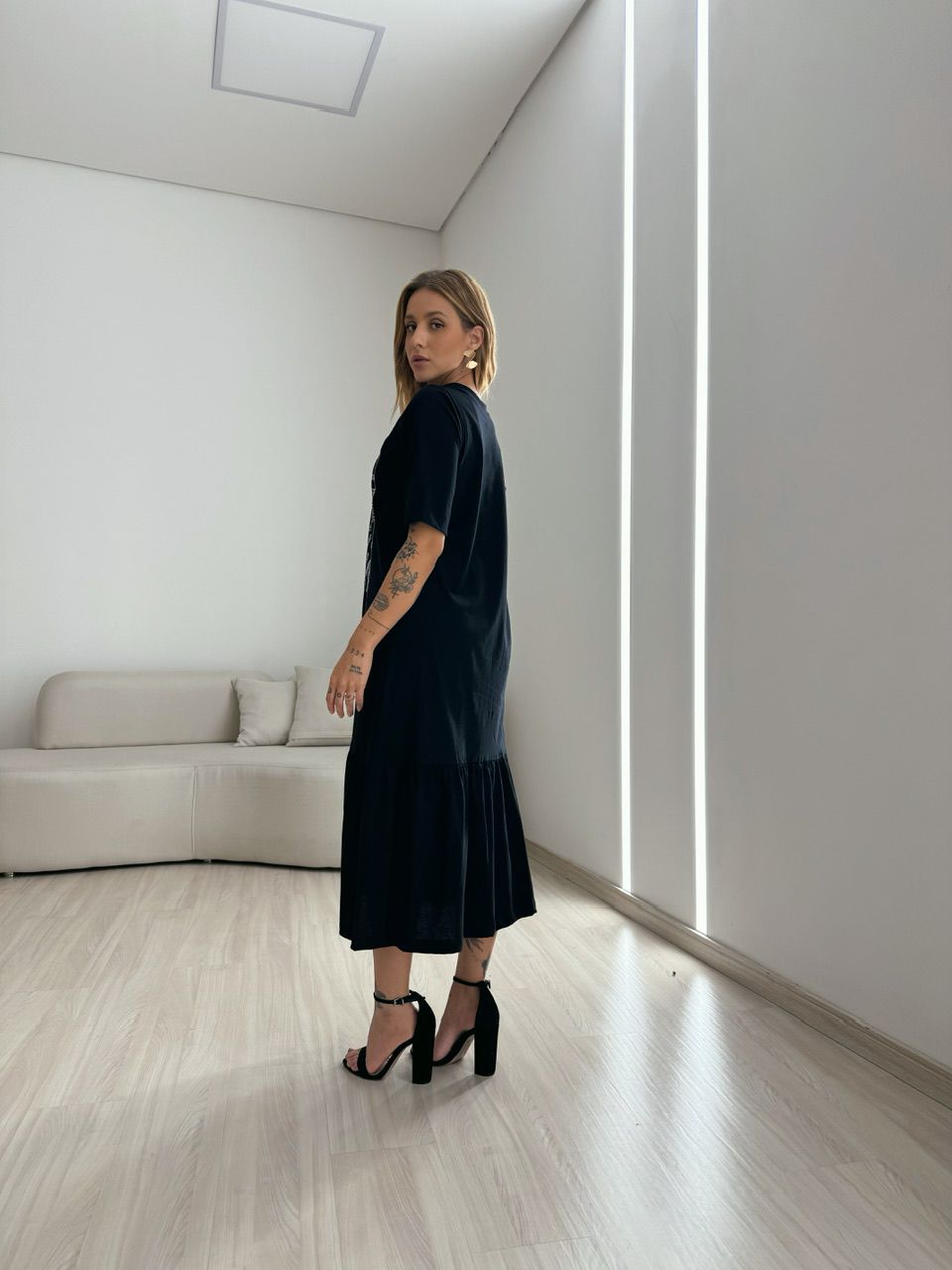 VESTIDO BASIC ONÇA PRETO