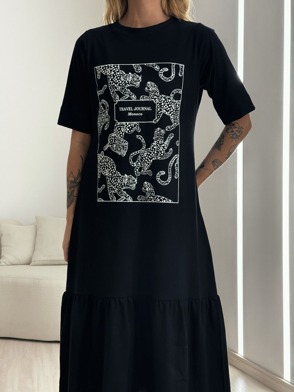 VESTIDO BASIC ONÇA PRETO