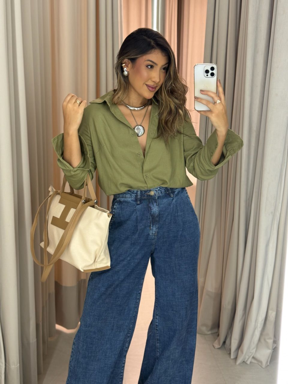 CAMISA ALANA LINHO OLIVA