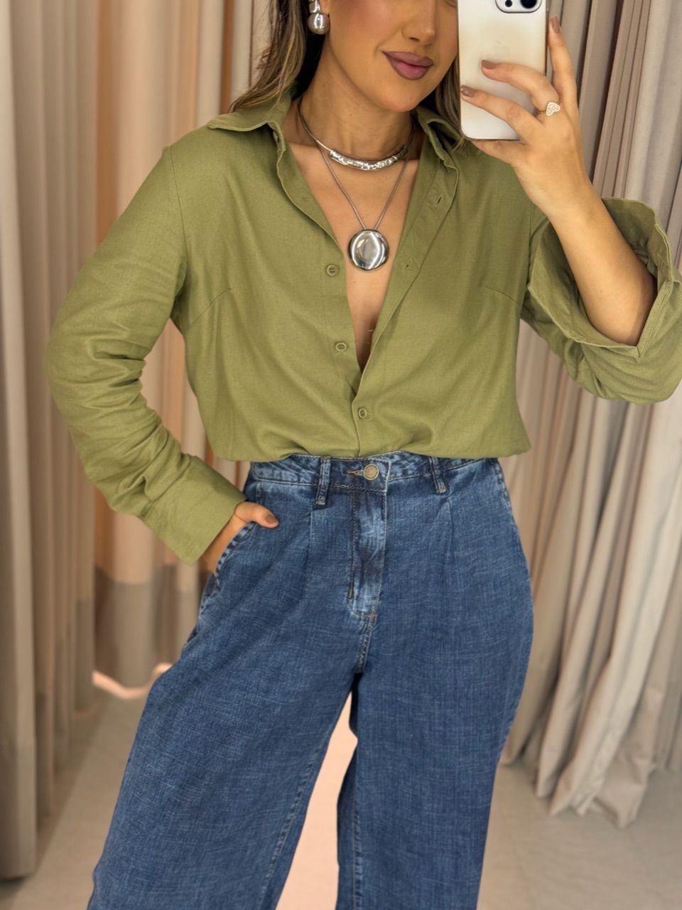 CAMISA ALANA LINHO OLIVA