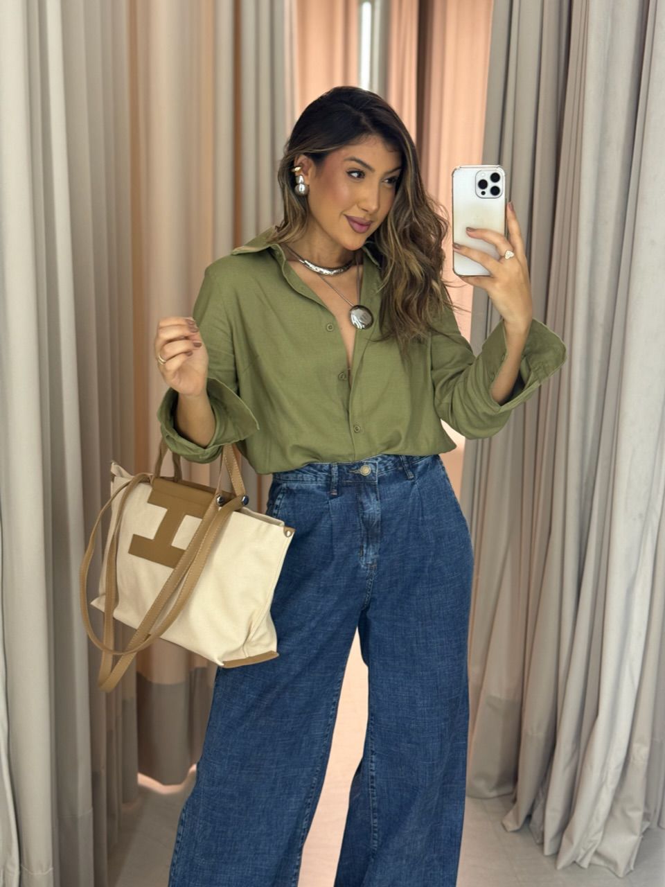 CAMISA ALANA LINHO OLIVA