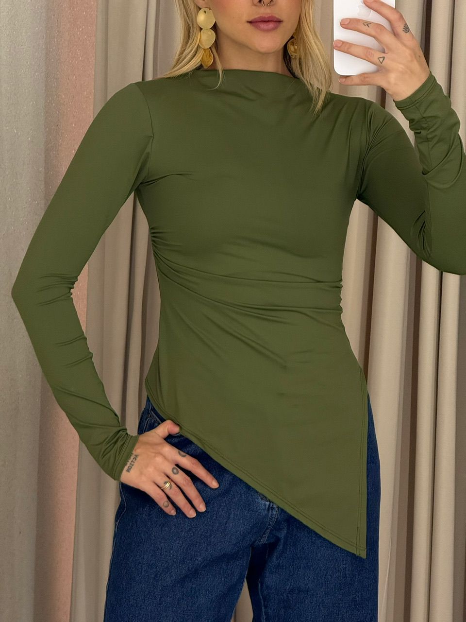 BLUSA DIANA CF ASSIMÉTRICA VERDE