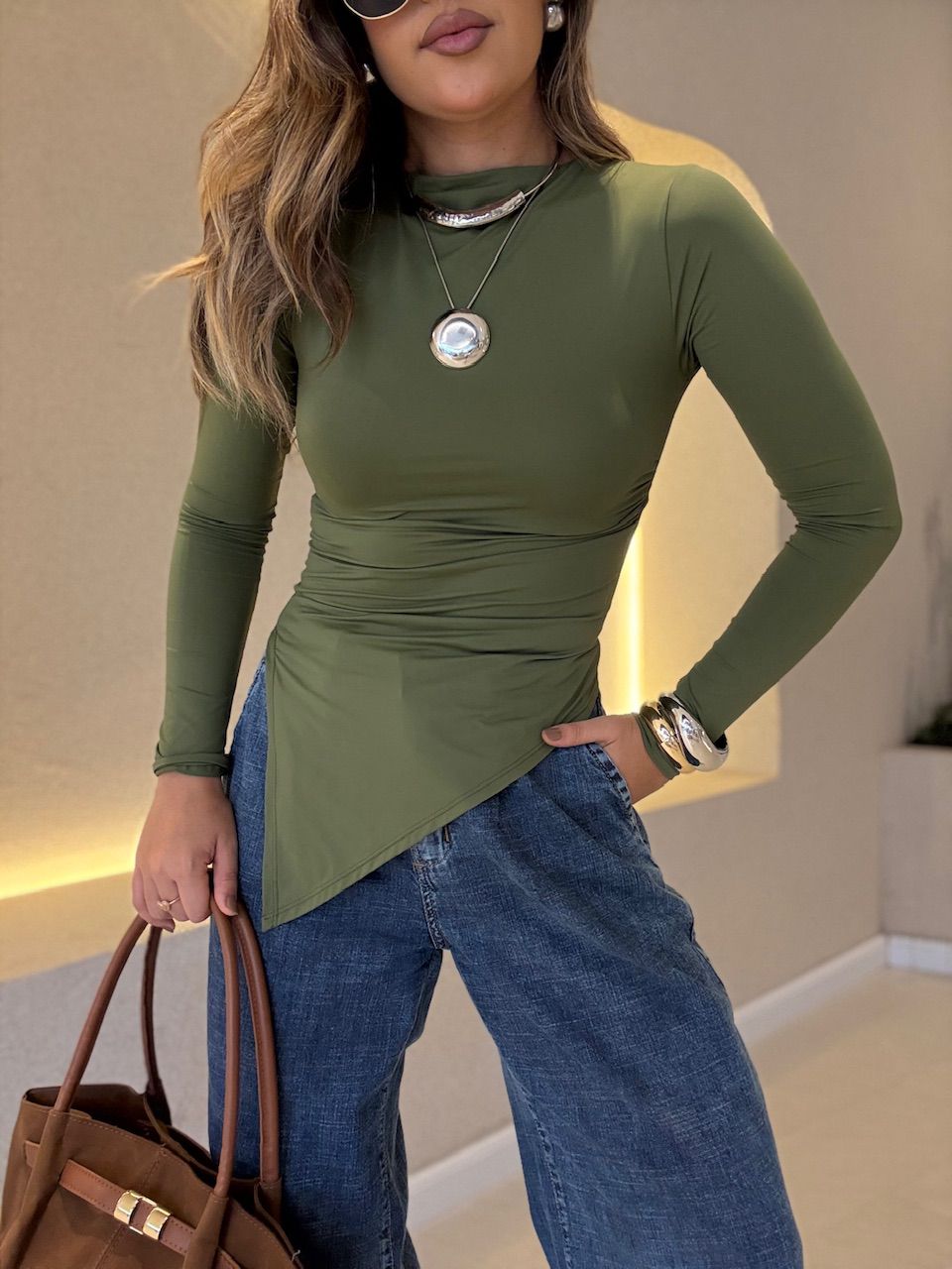 BLUSA DIANA CF ASSIMÉTRICA VERDE