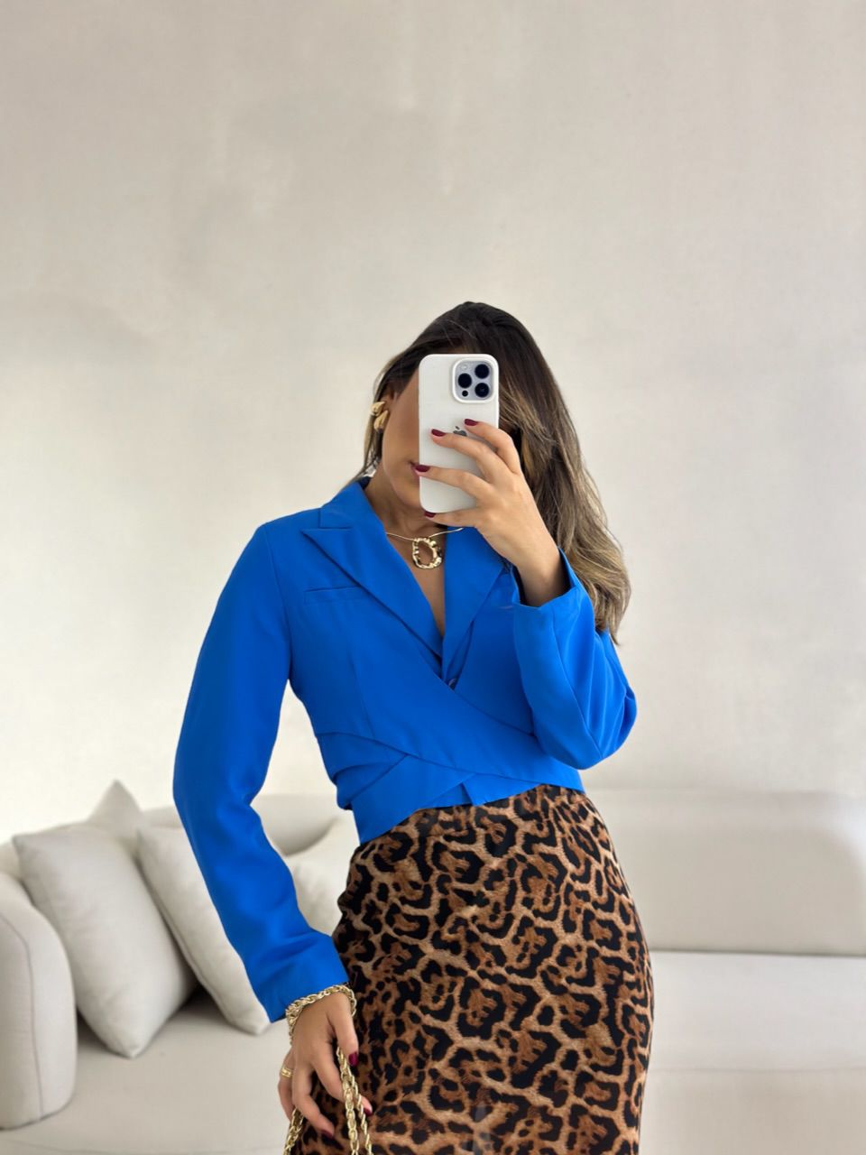 BLAZER CROPPED AMARRAÇÃO AZUL - 0053170109 - CAROLLA FERRARO