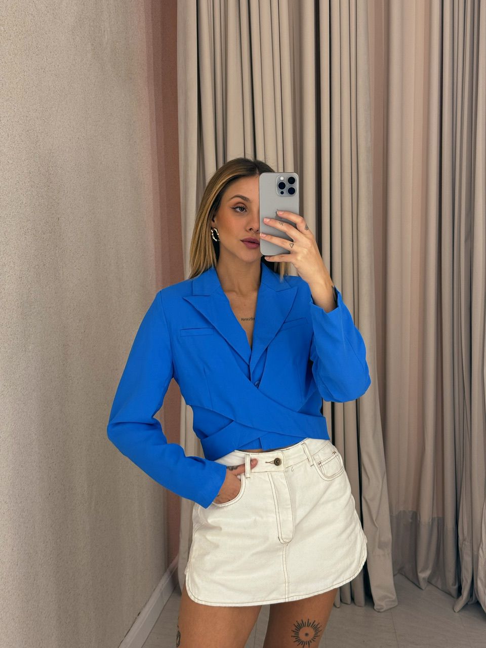 BLAZER CROPPED AMARRAÇÃO AZUL
