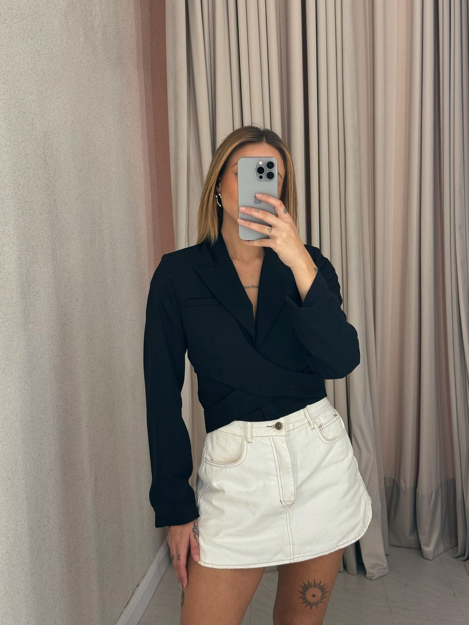 BLAZER CROPPED AMARRAÇÃO PRETO