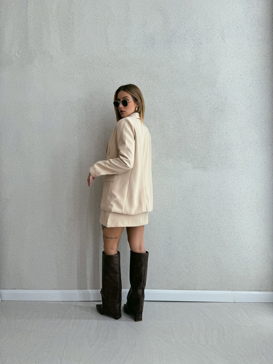 CONJUNTO VESTIDO COM BLAZER MARFIM