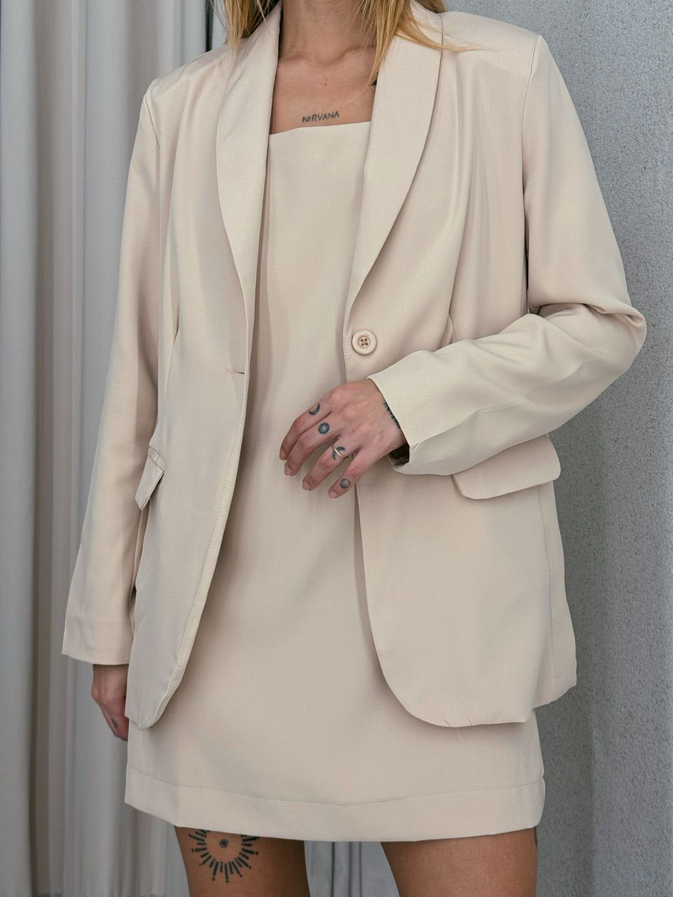 CONJUNTO VESTIDO COM BLAZER MARFIM