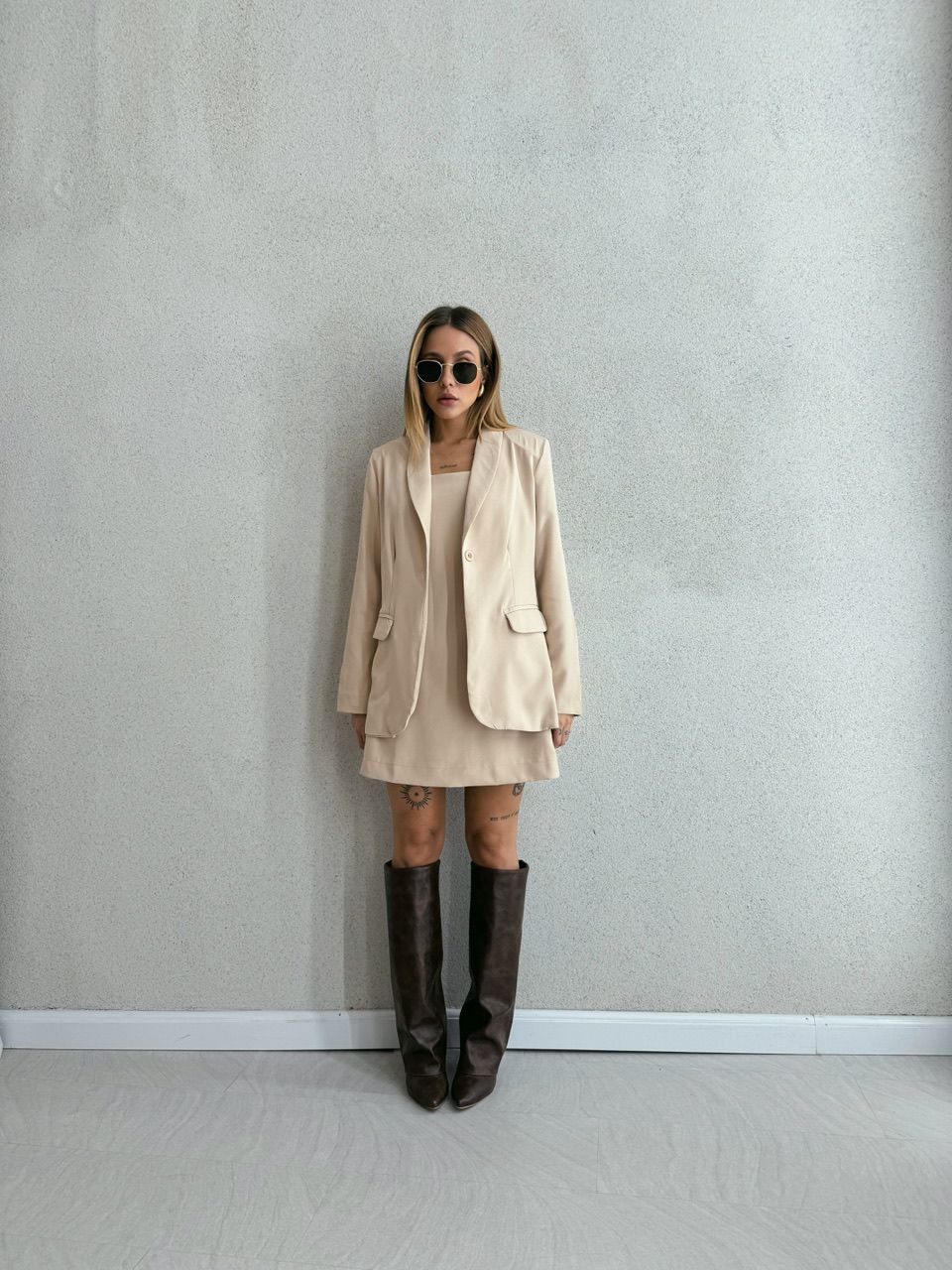 CONJUNTO VESTIDO COM BLAZER MARFIM