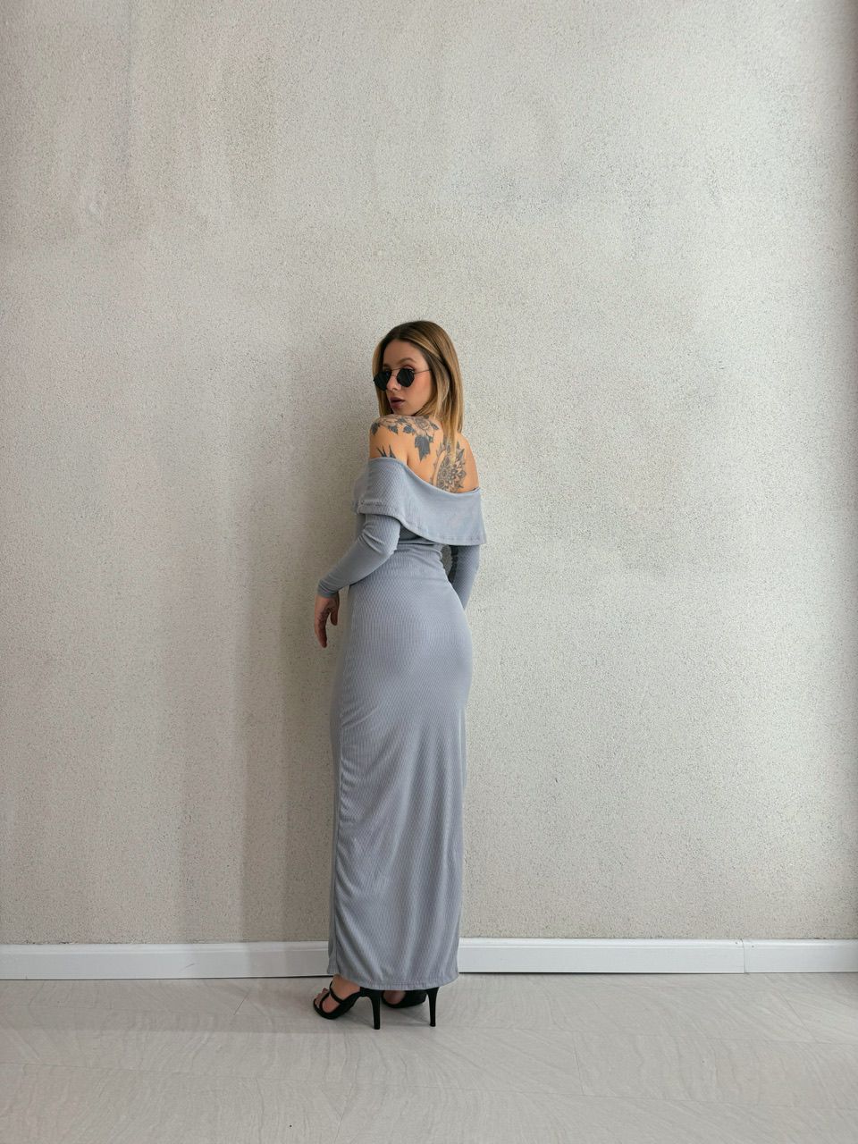 VESTIDO ANGÉLICA 02 LISO CINZA