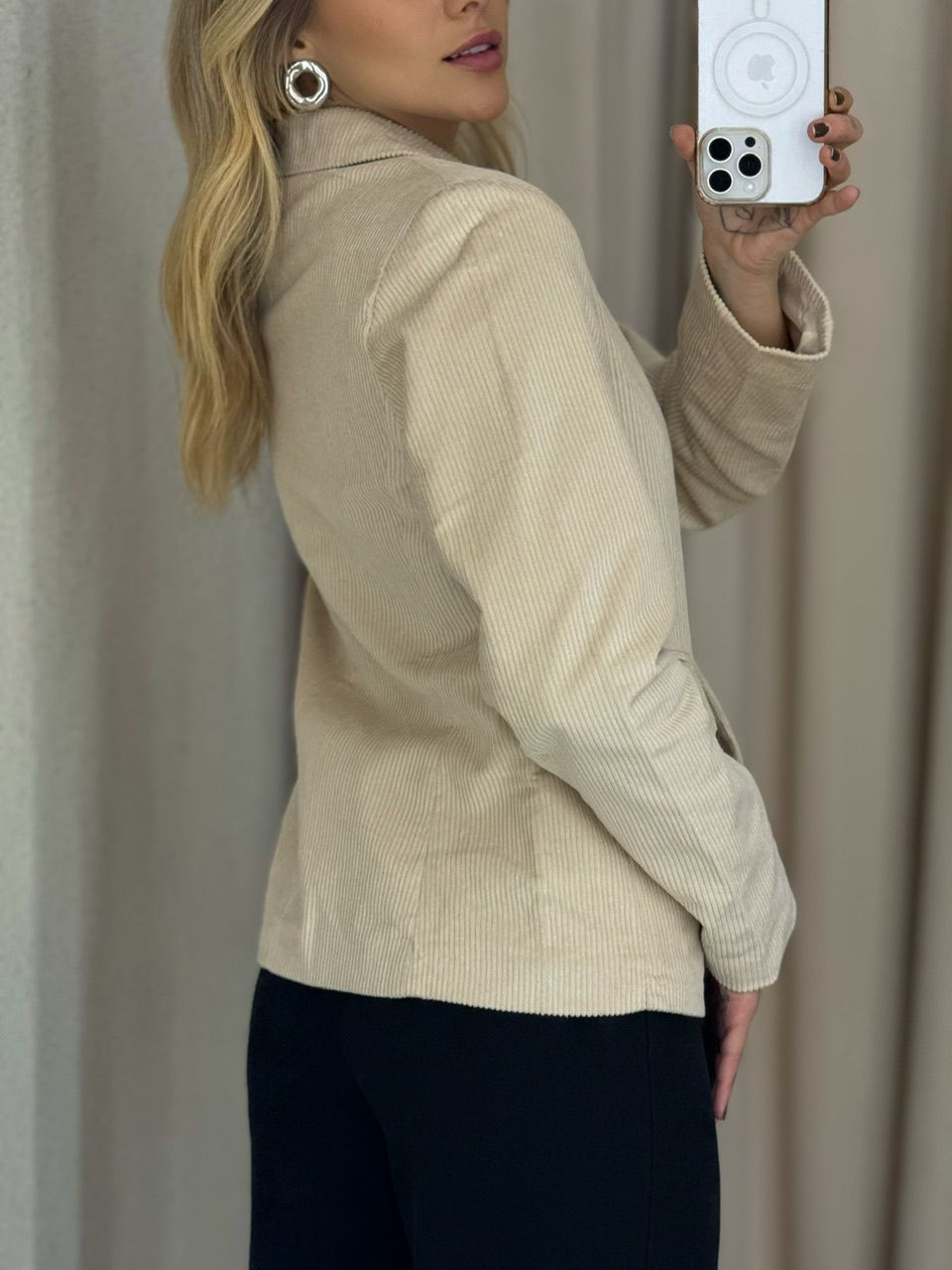 BLAZER BRENDA COTELÊ AREIA