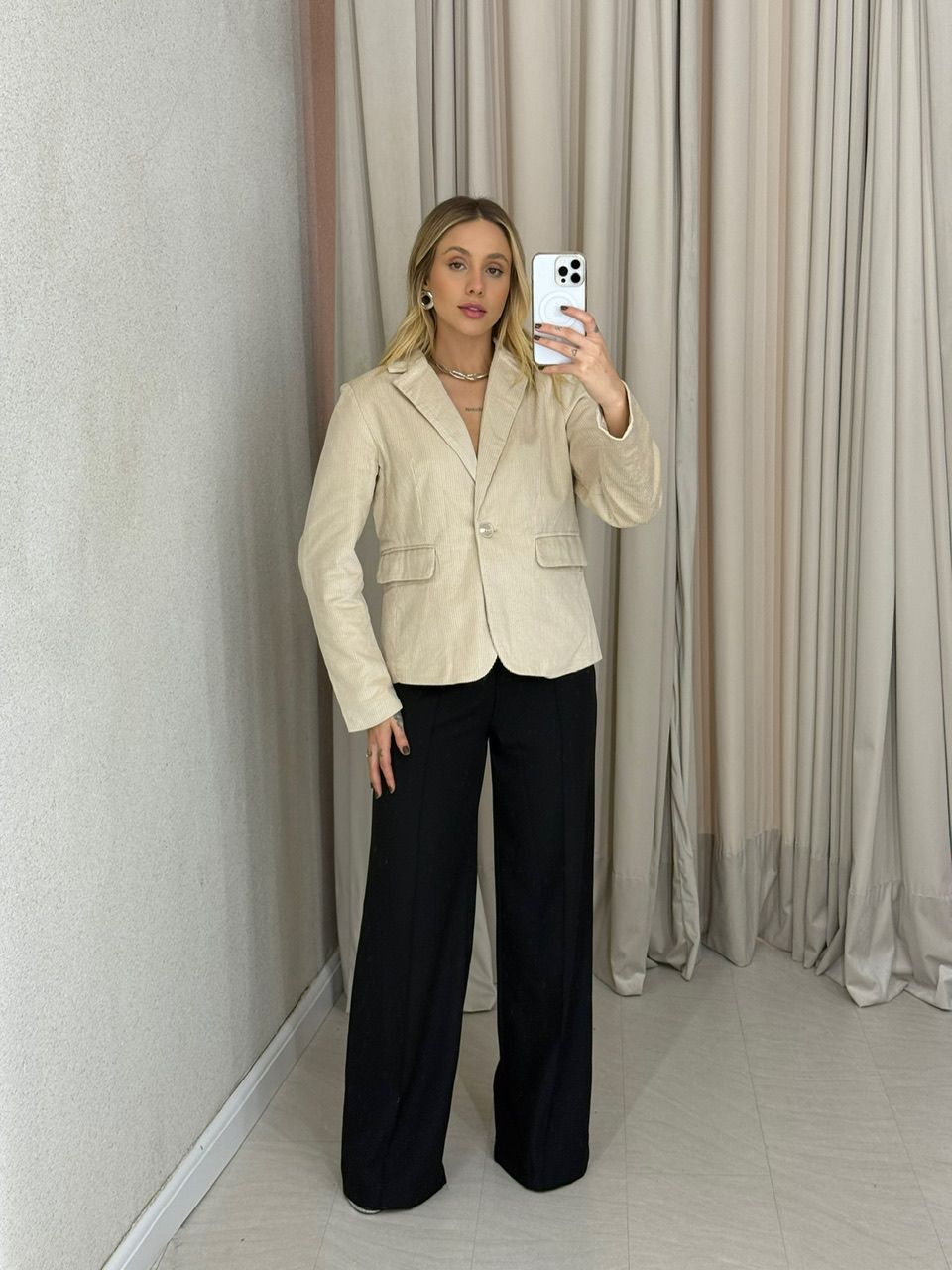 BLAZER BRENDA COTELÊ AREIA