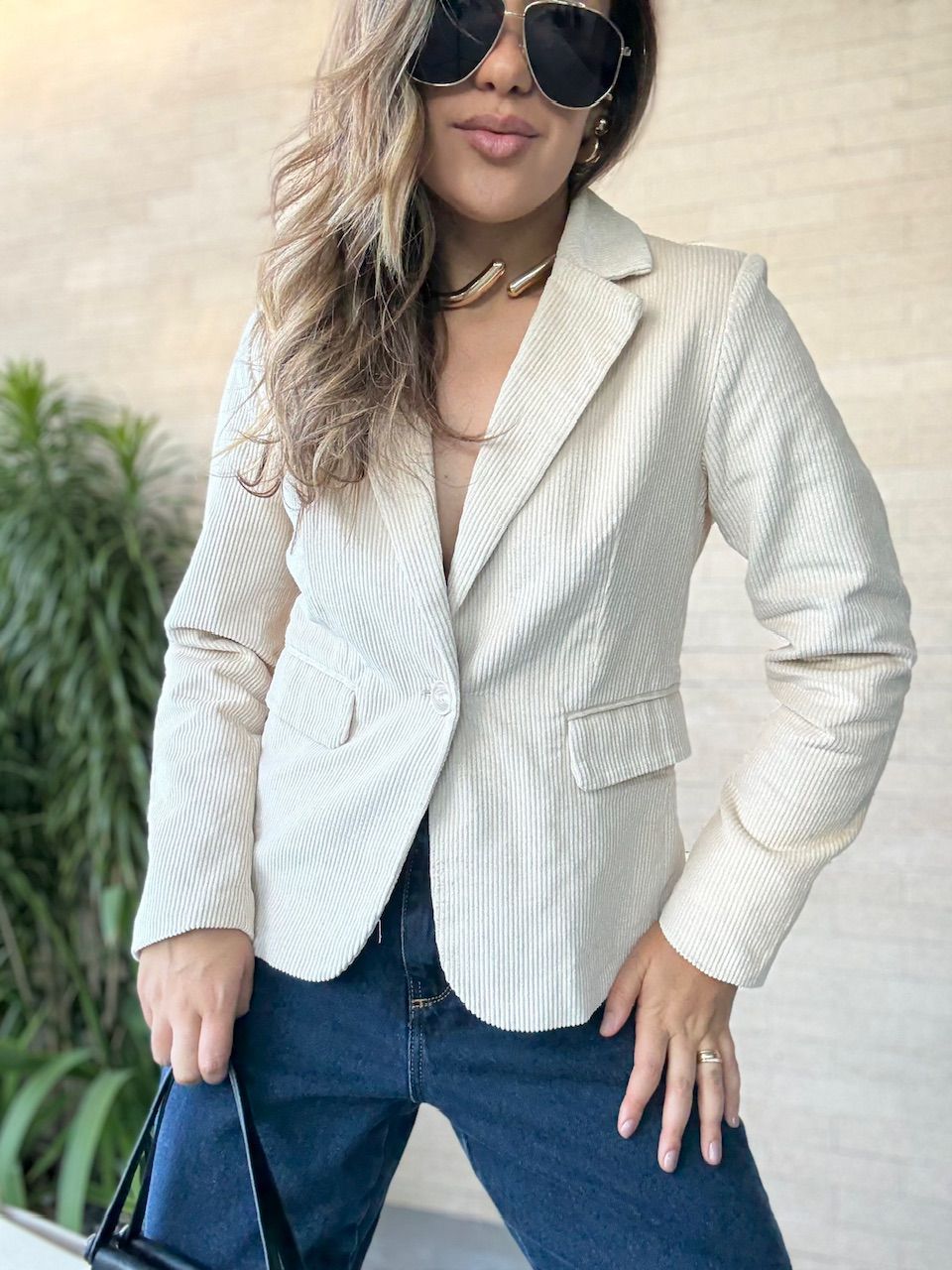 BLAZER BRENDA COTELÊ AREIA