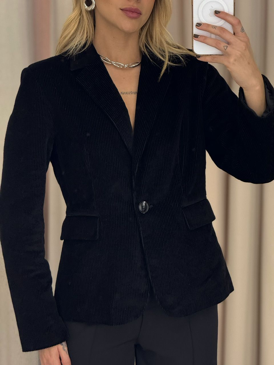 BLAZER BRENDA COTELÊ PRETO