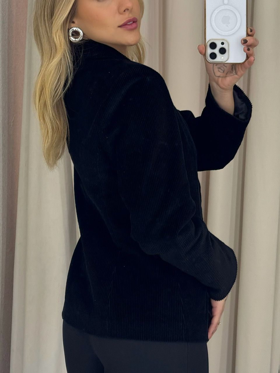 BLAZER BRENDA COTELÊ PRETO