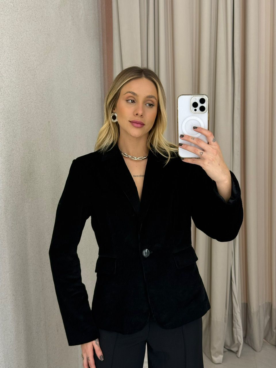 BLAZER BRENDA COTELÊ PRETO
