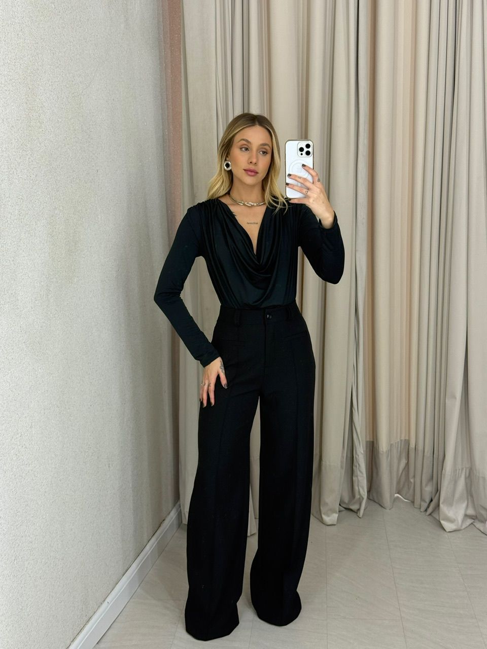 BODY AMANDA MANGA LONGA PRETO