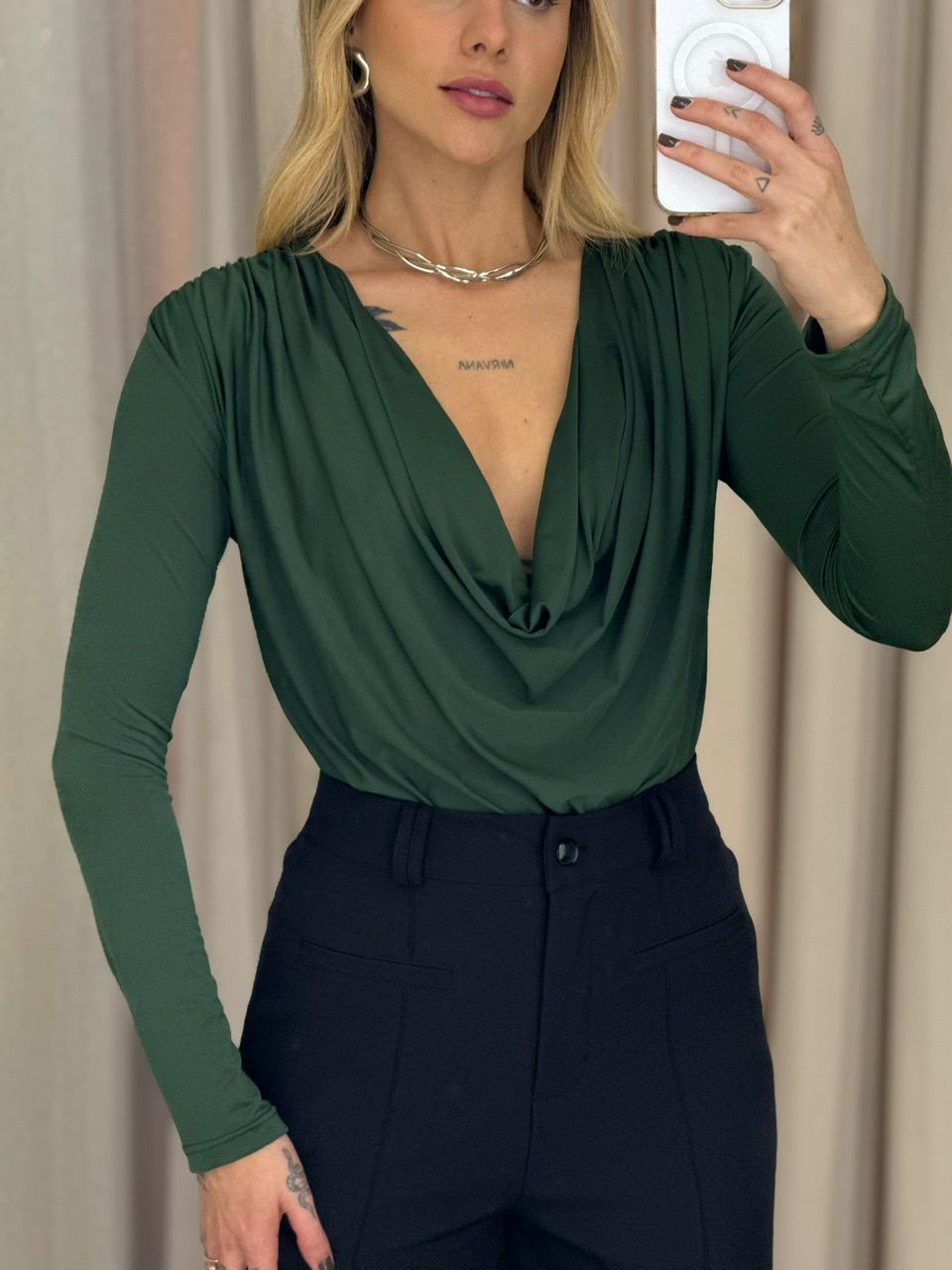 BODY AMANDA MANGA LONGA VERDE