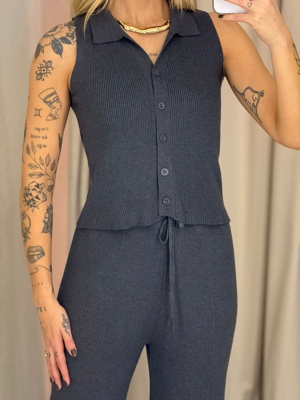CONJUNTO GILDA TRICOT Chumbo