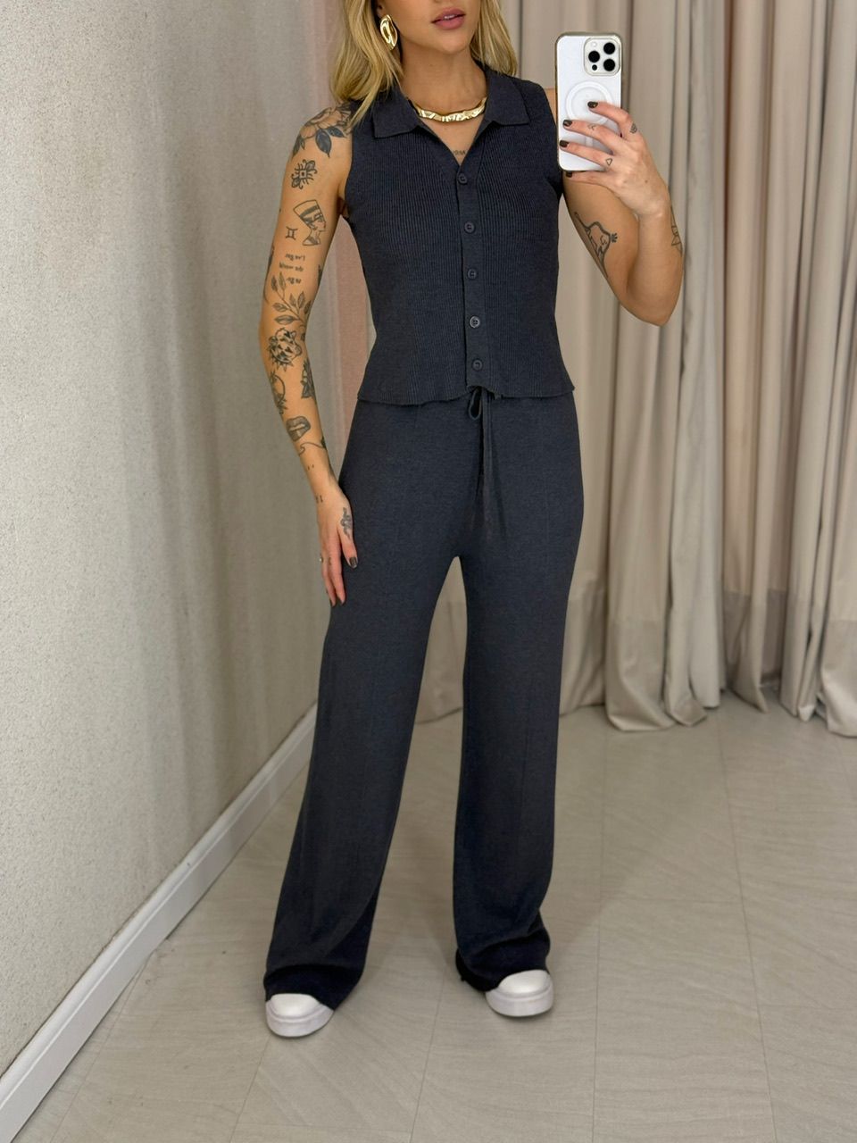 CONJUNTO GILDA TRICOT Chumbo