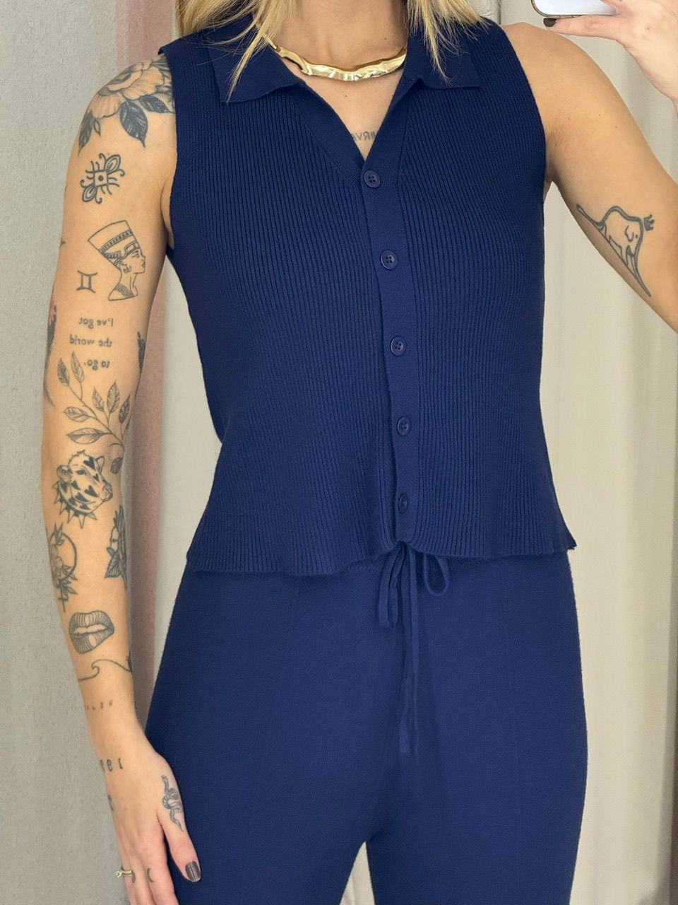 CONJUNTO GILDA TRICOT marinho