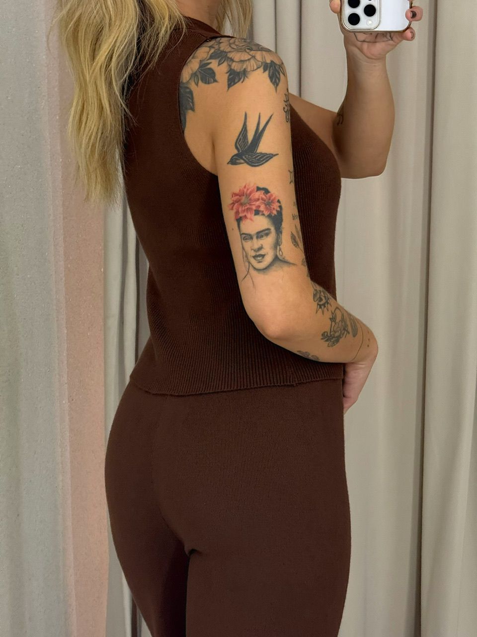 CONJUNTO GILDA TRICOT MARROM