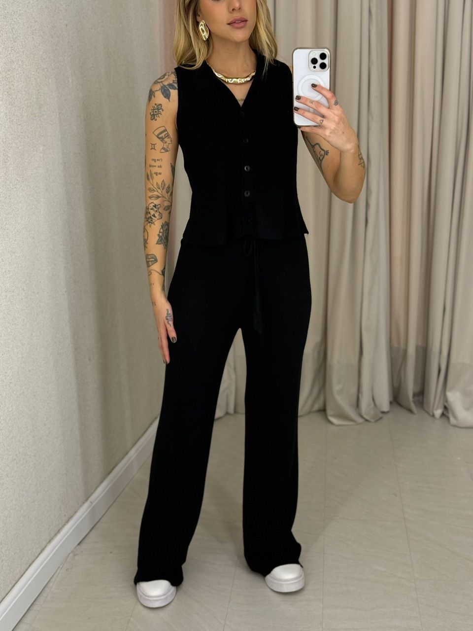 CONJUNTO GILDA TRICOT preto