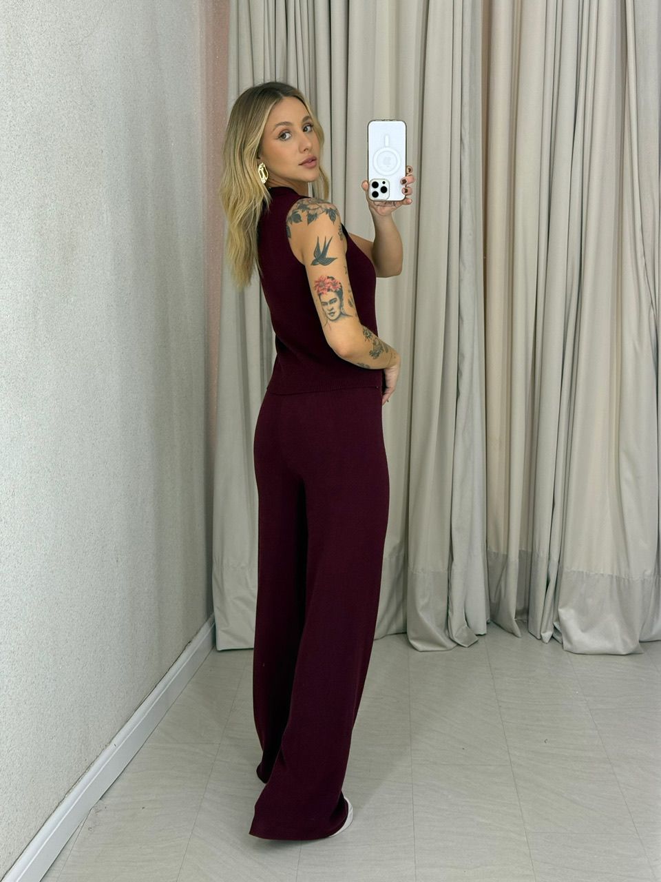 CONJUNTO GILDA TRICOT VINHO