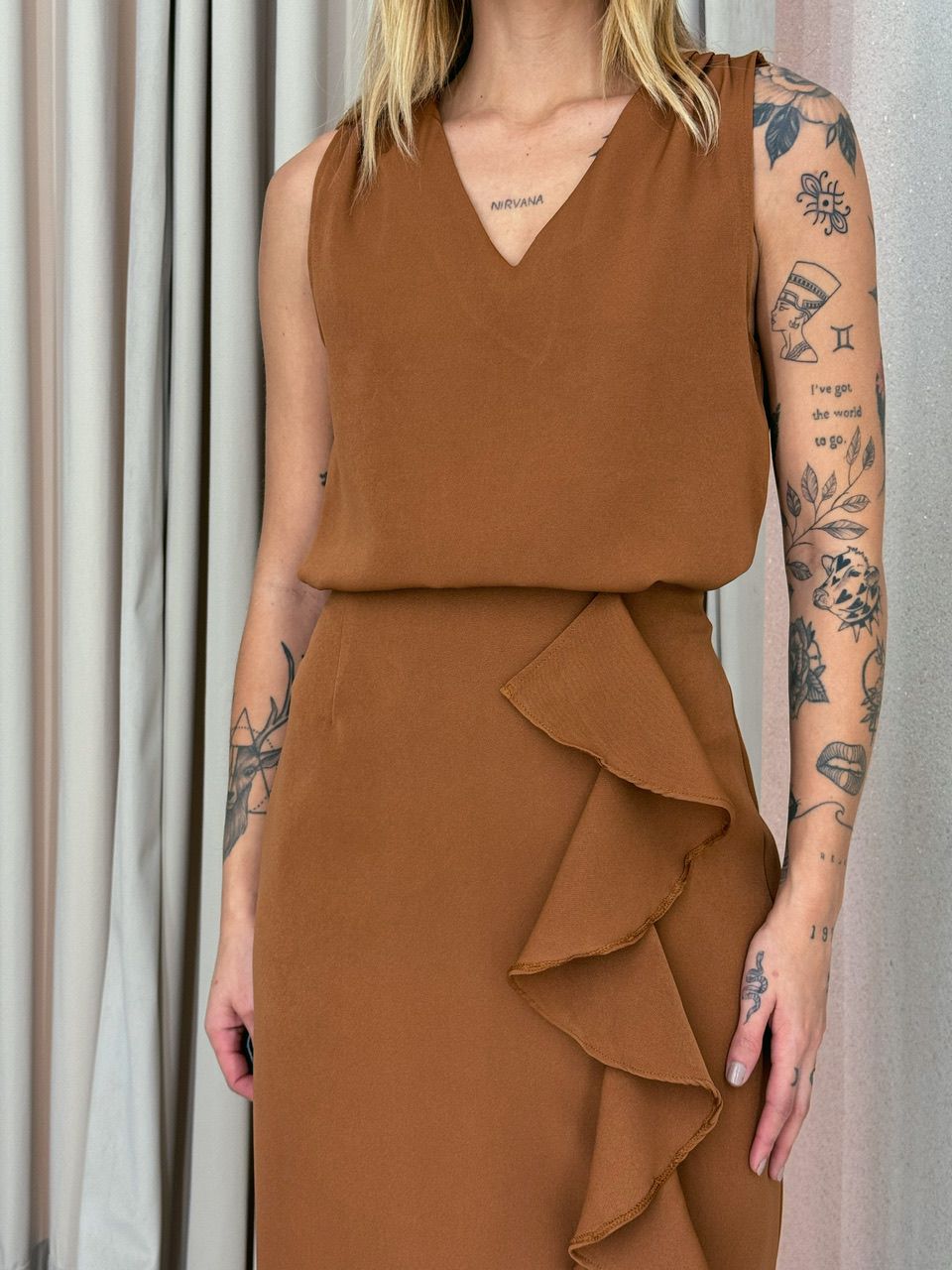 CONJUNTO LUIZA BABADO MARROM