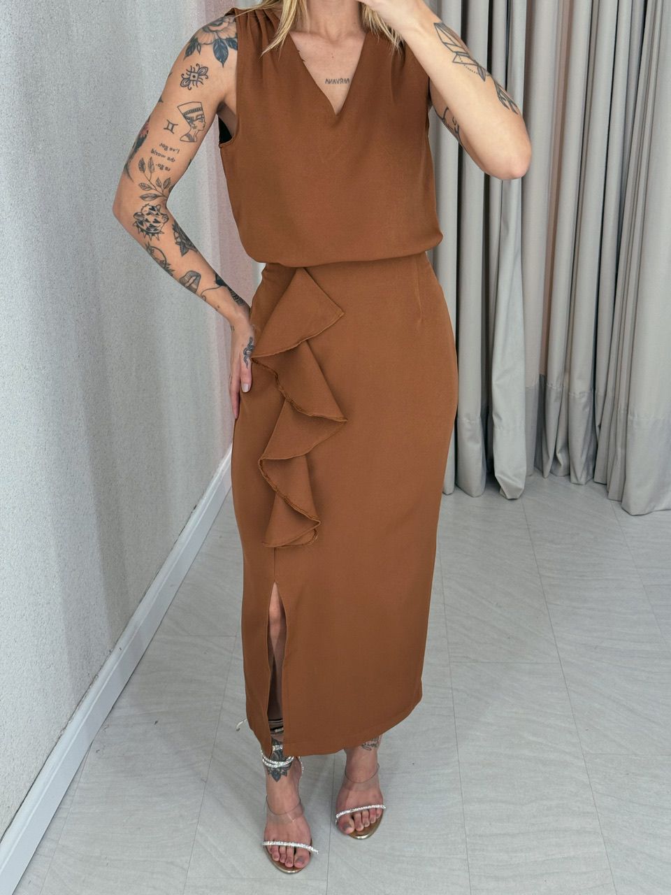 CONJUNTO LUIZA BABADO MARROM