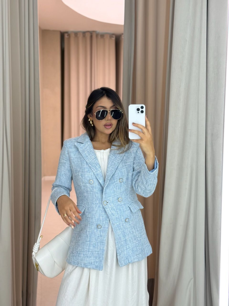 BLAZER MELINDA BOTÕES BABY BLUE - 0066450365 - CAROLLA FERRARO