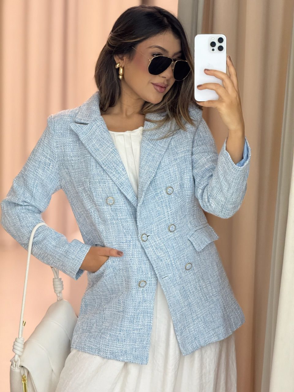 BLAZER MELINDA BOTÕES BABY BLUE