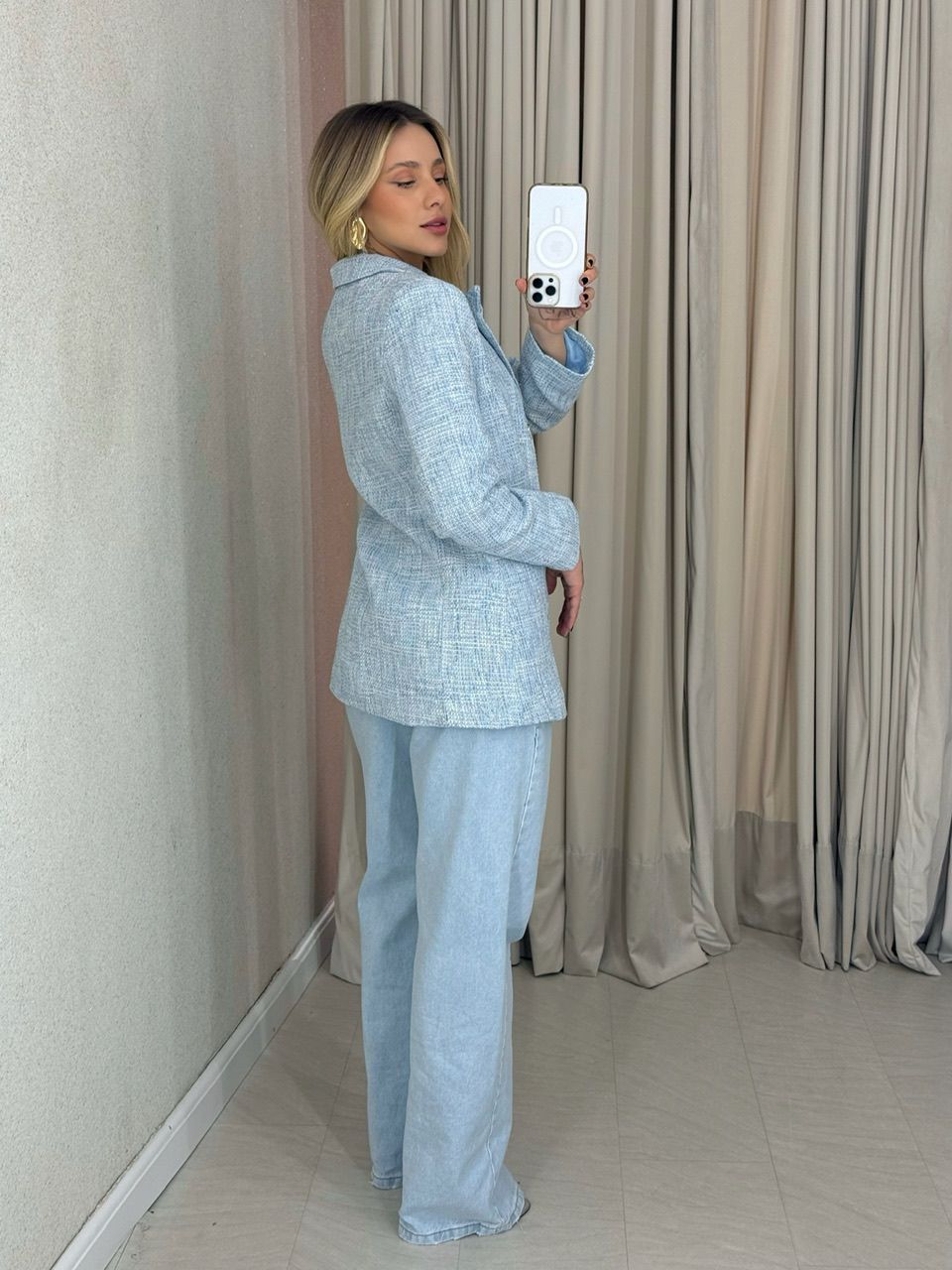BLAZER MELINDA BOTÕES BABY BLUE