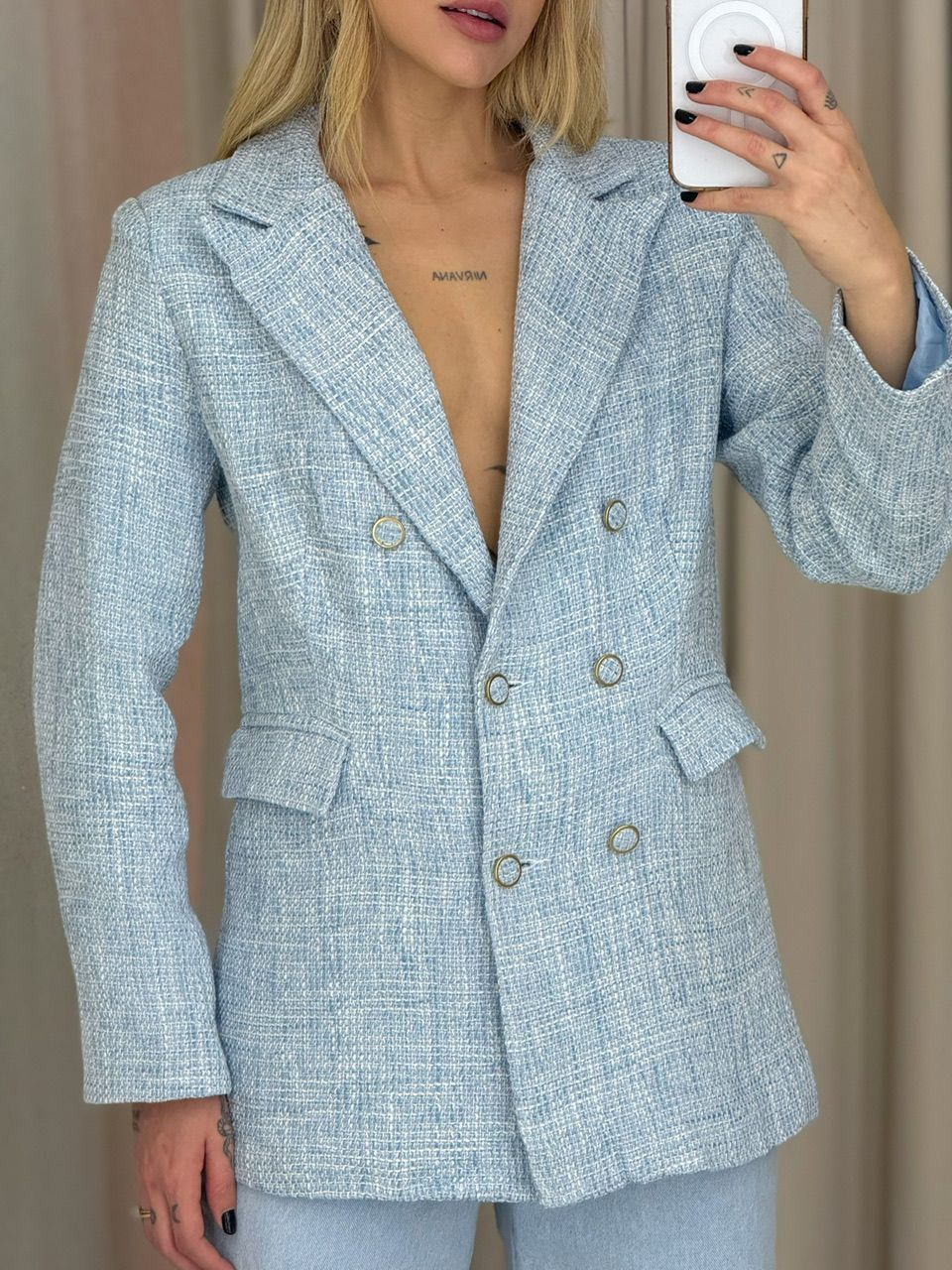 BLAZER MELINDA BOTÕES BABY BLUE