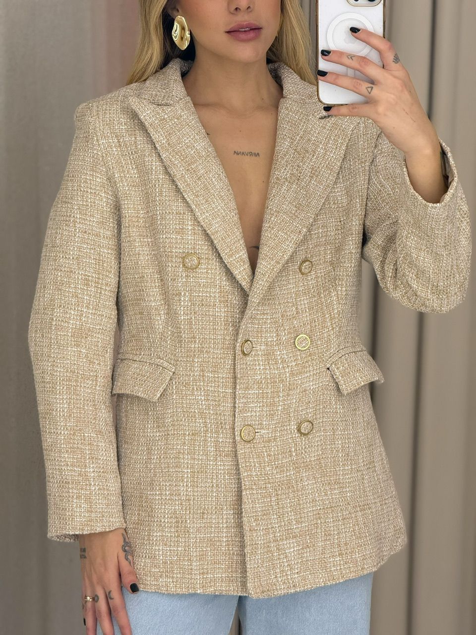 BLAZER MELINDA BOTÕES NUDE
