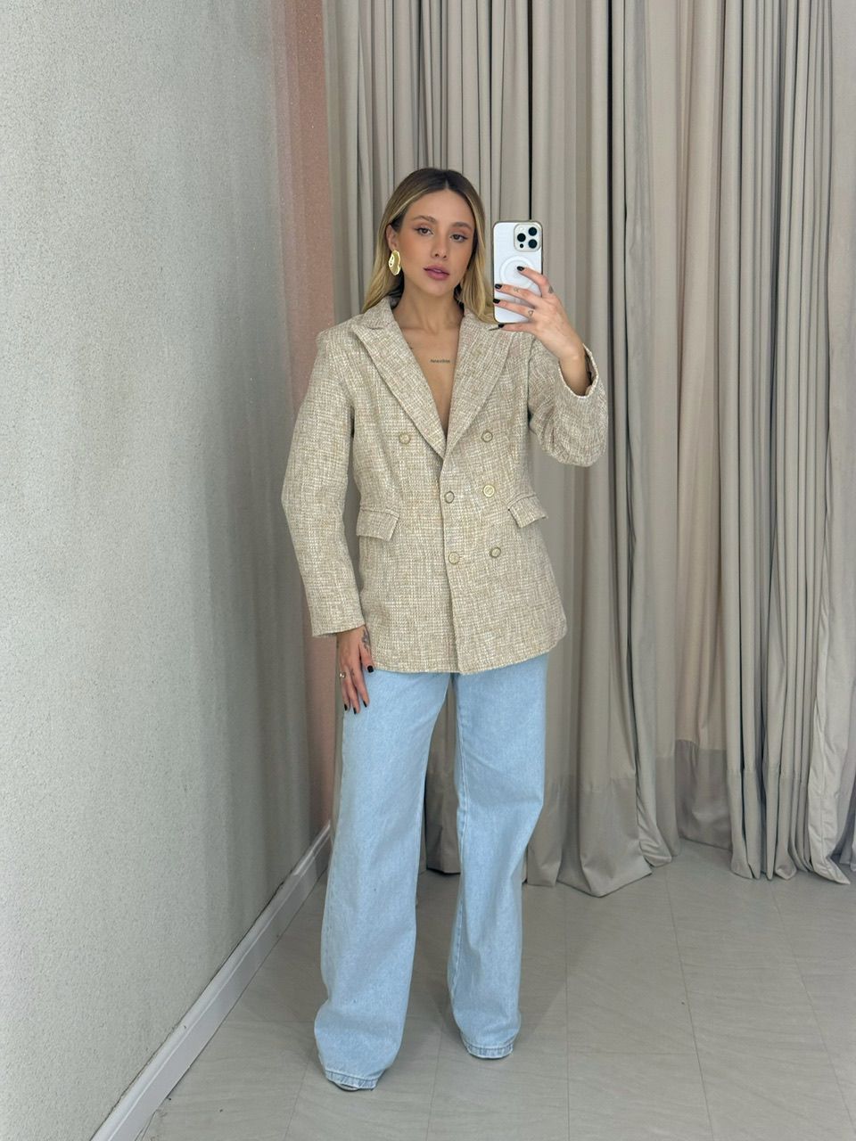 BLAZER MELINDA BOTÕES NUDE