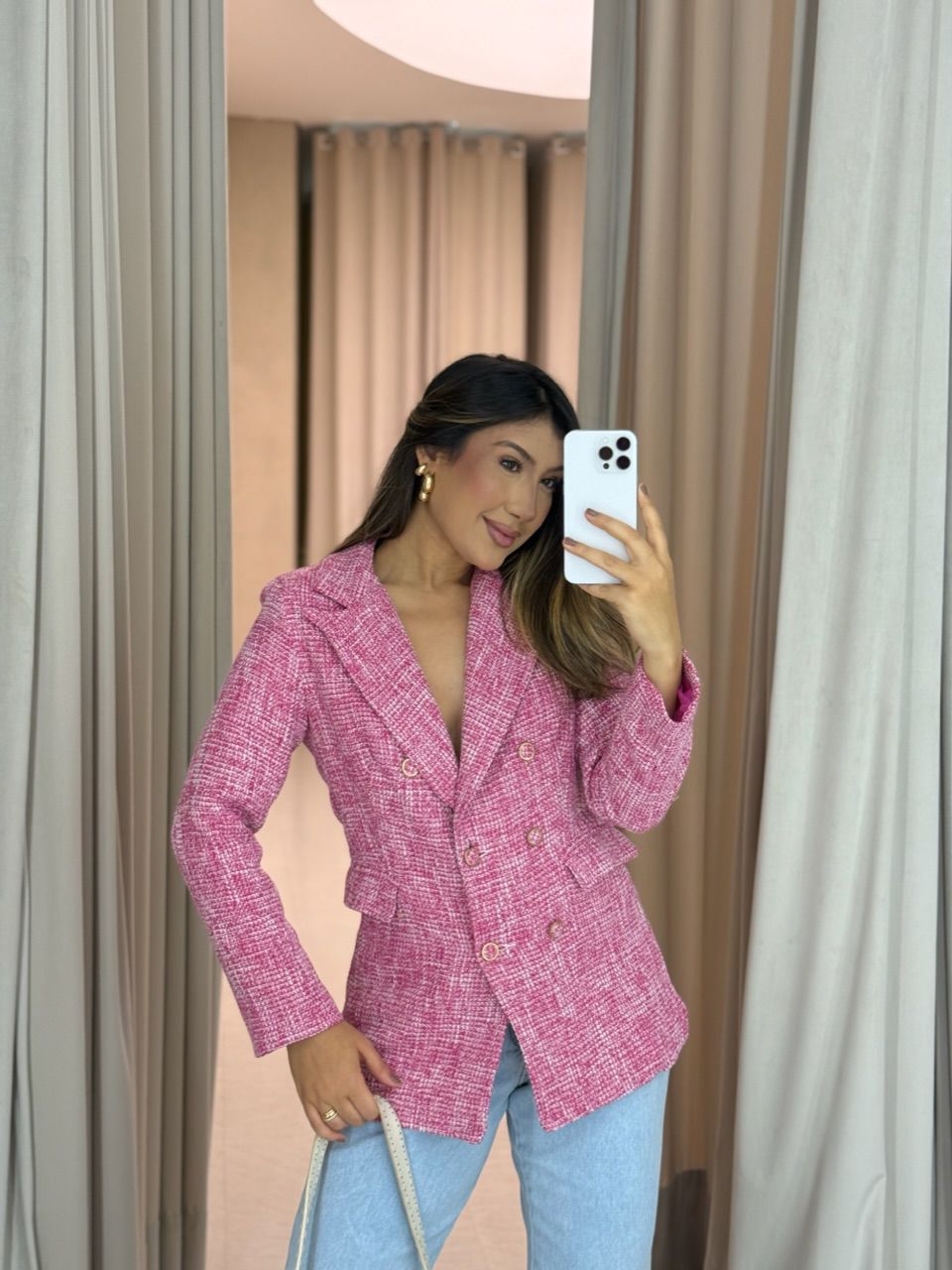 BLAZER MELINDA BOTÕES PINK - 0066450037 - CAROLLA FERRARO