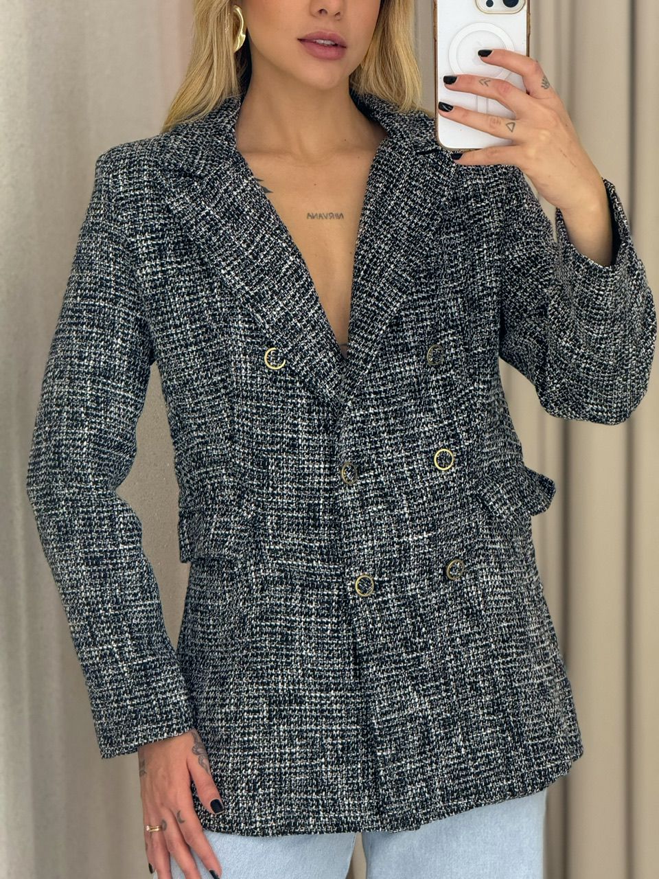 BLAZER MELINDA BOTÕES PRETO