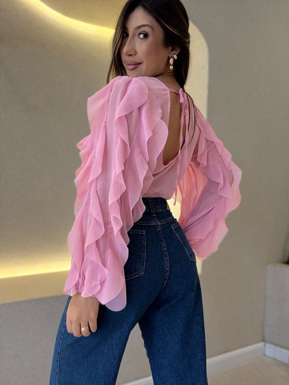 BLUSA MARIA ISIS BABADOS ROSA
